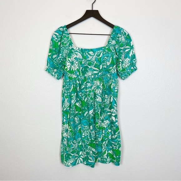 Lilly Pulitzer Delaney Dress Botanical Green Safari Sangria - Picture 5 of 9